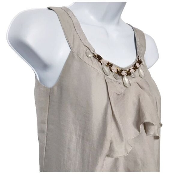 Loft taupe blouse w/ stones, Size XXSP - Picture 3 of 8